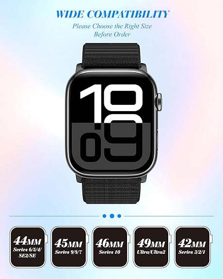 VibEdge Premium Nylon Sport Loop Band Compatible with Apple Watch Series 1-11 | 42mm-49mm - Image 2